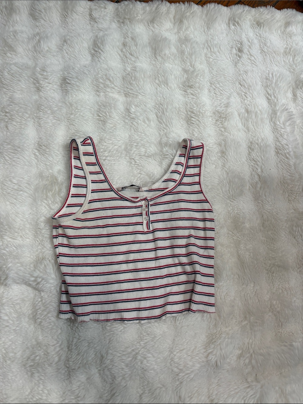SO White Tank Top with Pink & Black Stripes